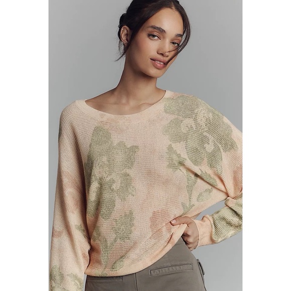 Anthropologie Sweaters - Anthropologie Printed-Linen Pullover Sweater Floral Lightweight Chic Breathable